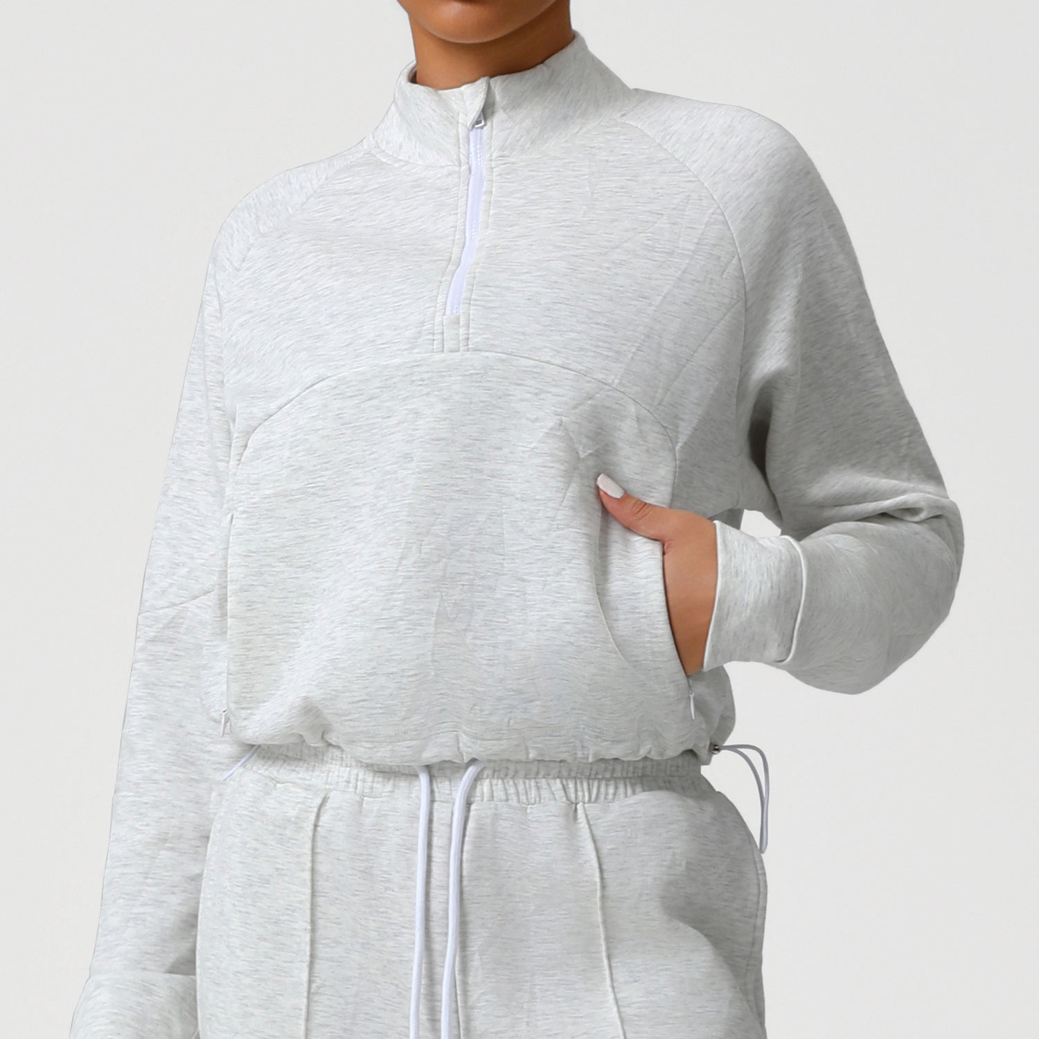 Dames Sportieve Trui Halve Rits Elastiek Detail - Mode Vibes