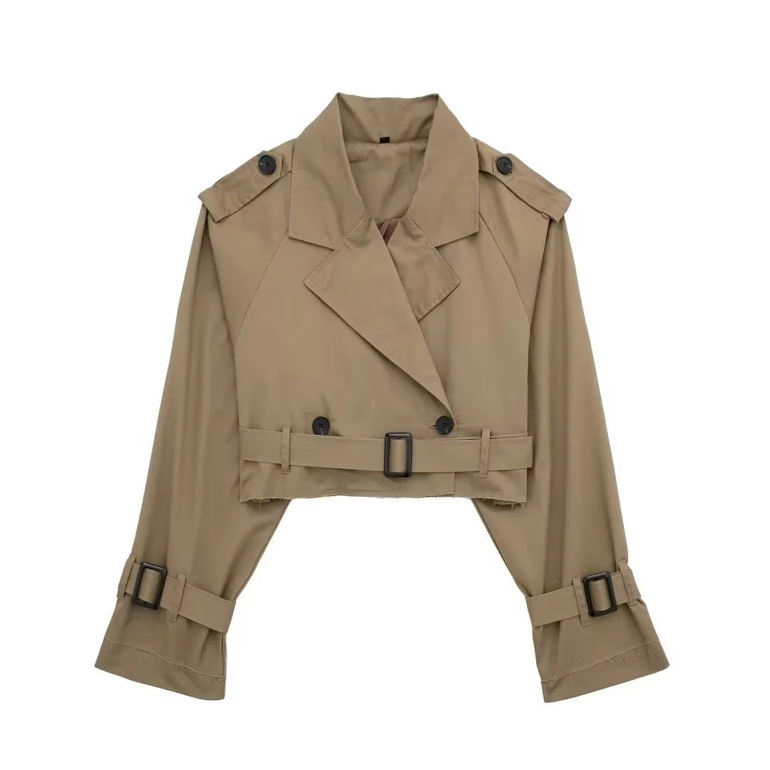 Korte Trenchcoat Dames Waterdicht Elegant