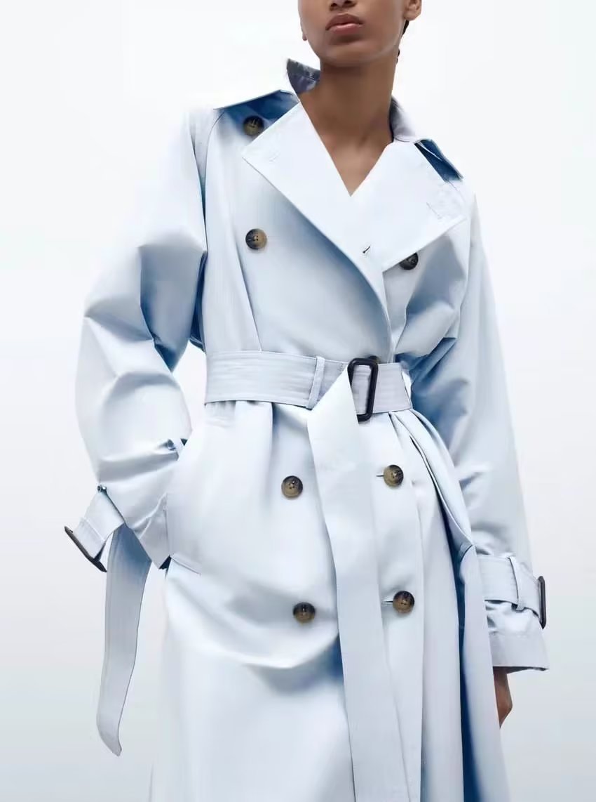 Dames Trenchcoat Lange Trendy Voorjaarsjas met Ceintuur