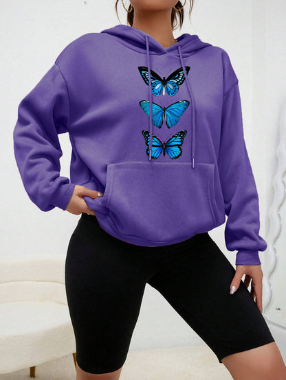 Dames Hoodie Comfortabel met Vlinder Print