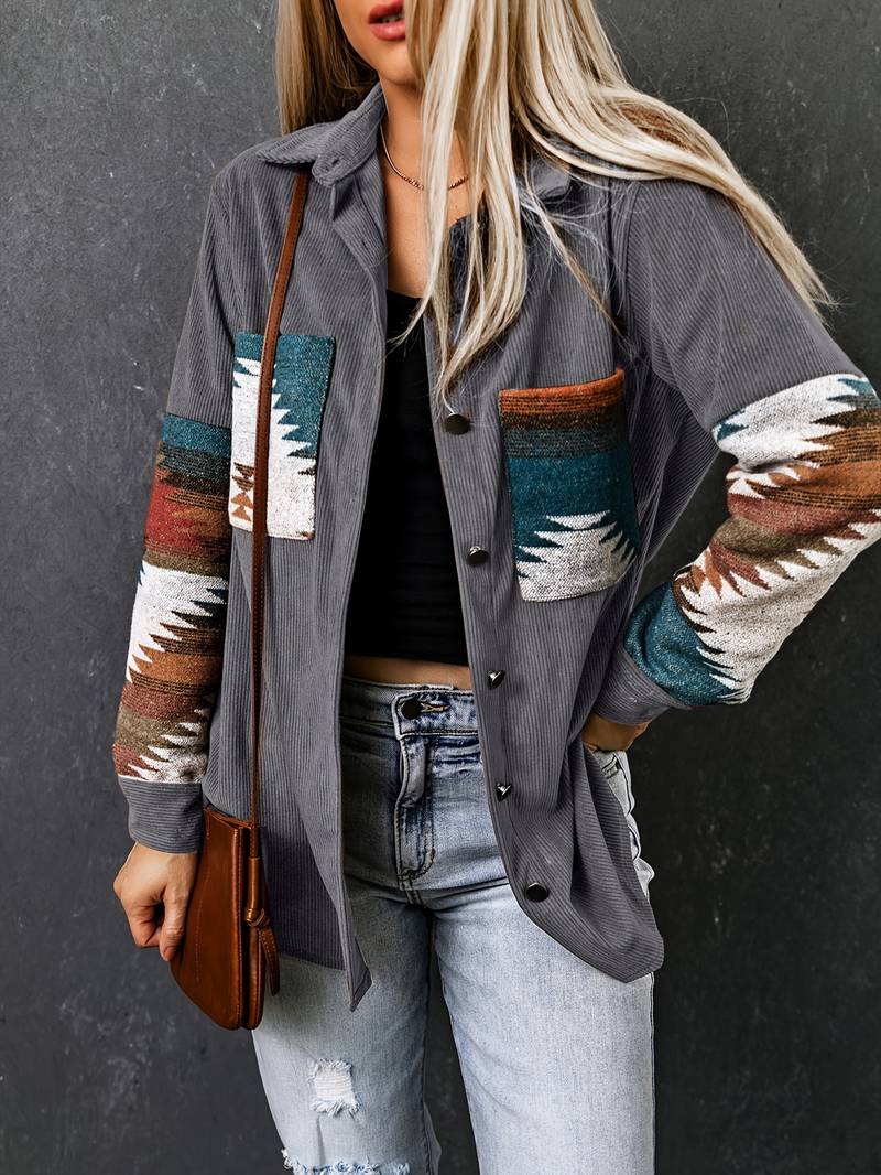 Boho Jas met Print Zachte Pasvorm Casual Stijl