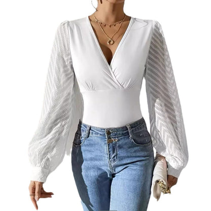 Dames Top V-hals Chiffon Mouwen Zomerjurk Stijl