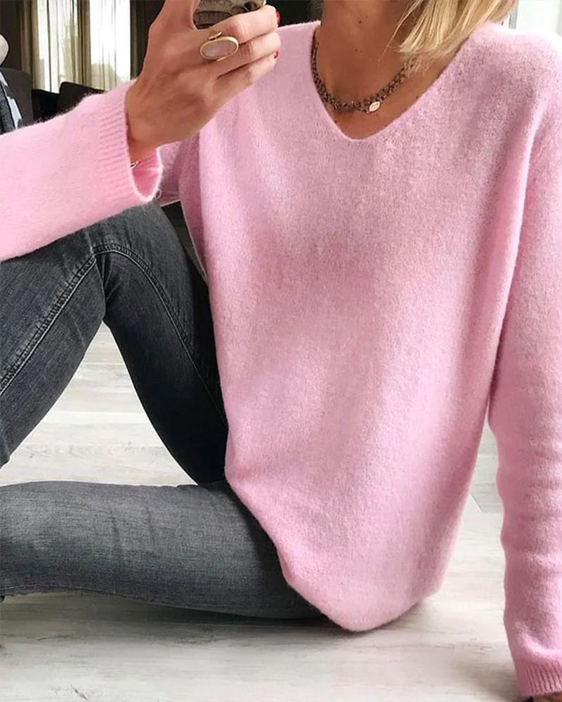 Vrouwelijke Effen Trui Casual Damestrui Sophie - Mode Vibes