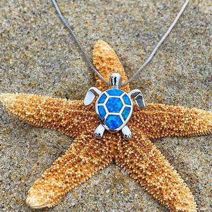 Schildpad Halsketting en Oorbellen Set Zeeblauw Sieraden