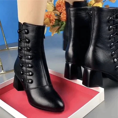 Dames Enkellaarsjes Emilia Stijlvol Leer - Mode Vibes