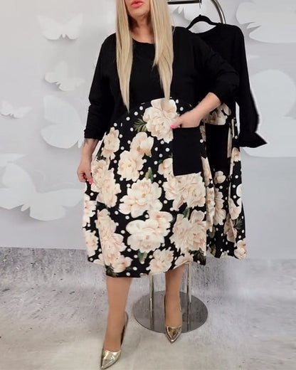 Alessia | Abito patchwork a maniche lunghe