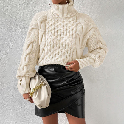 Dames Kabeltrui Warm Elegante Coltrui Zwart