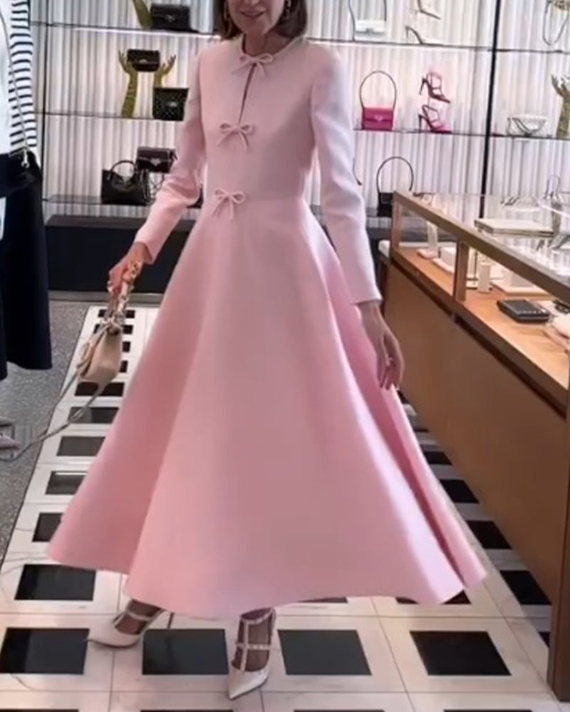 Luxe Maxi Jurk Strikjes Elegante Vrouwelijke Jurk
