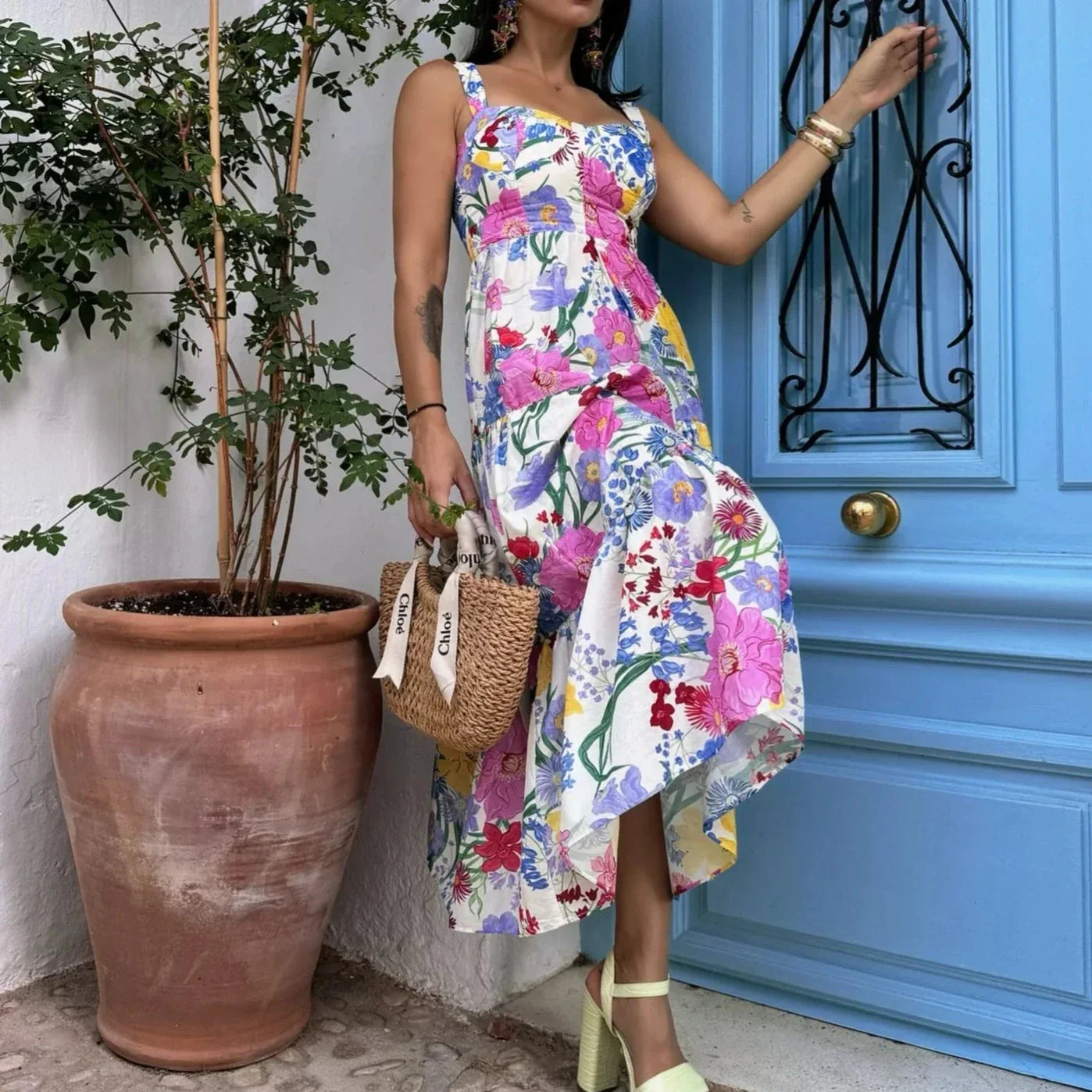 Jurk met Bloemenprint en Korte Mouwen - Mode Vibes
