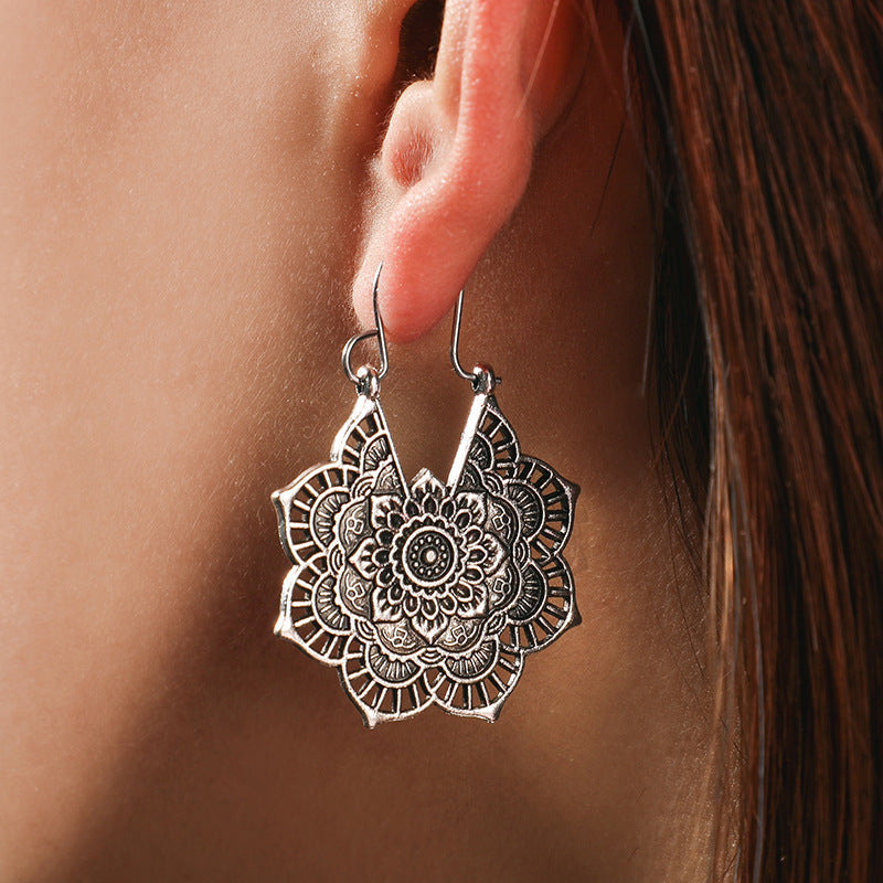 Mandala Oorbellen Lotus Zilveren Versiering - Mode Vibes
