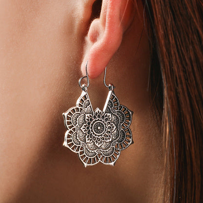 Mandala Oorbellen Lotus Zilveren Versiering - Mode Vibes