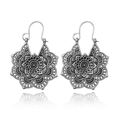 Mandala Oorbellen Lotus Zilveren Versiering