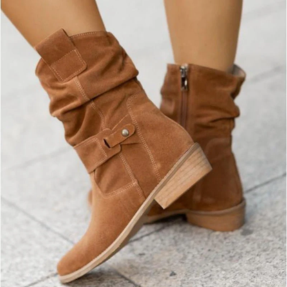 Enkellaarsjes Suède Look Slouchy Stijl Zacht Leer