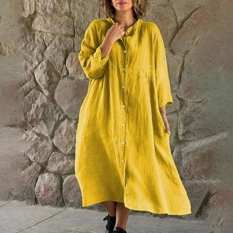 Linnen Jurk Katoen Zomerjurk Vrouw - Mode Vibes