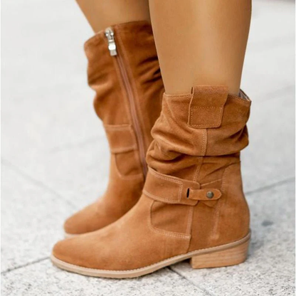 Enkellaarsjes Suède Look Slouchy Stijl Zacht Leer