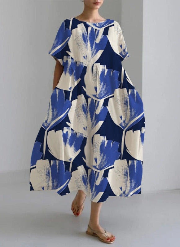 Luxe Jurk Ronde Hals Losse Mode Jurk voor Vrouw