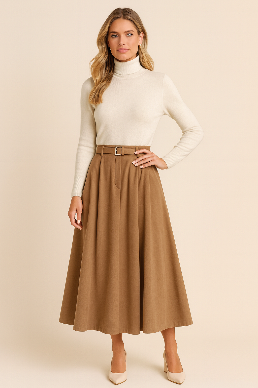 Dames A-lijn Rok Midi Hoge Taille Zwart - Mode Vibes