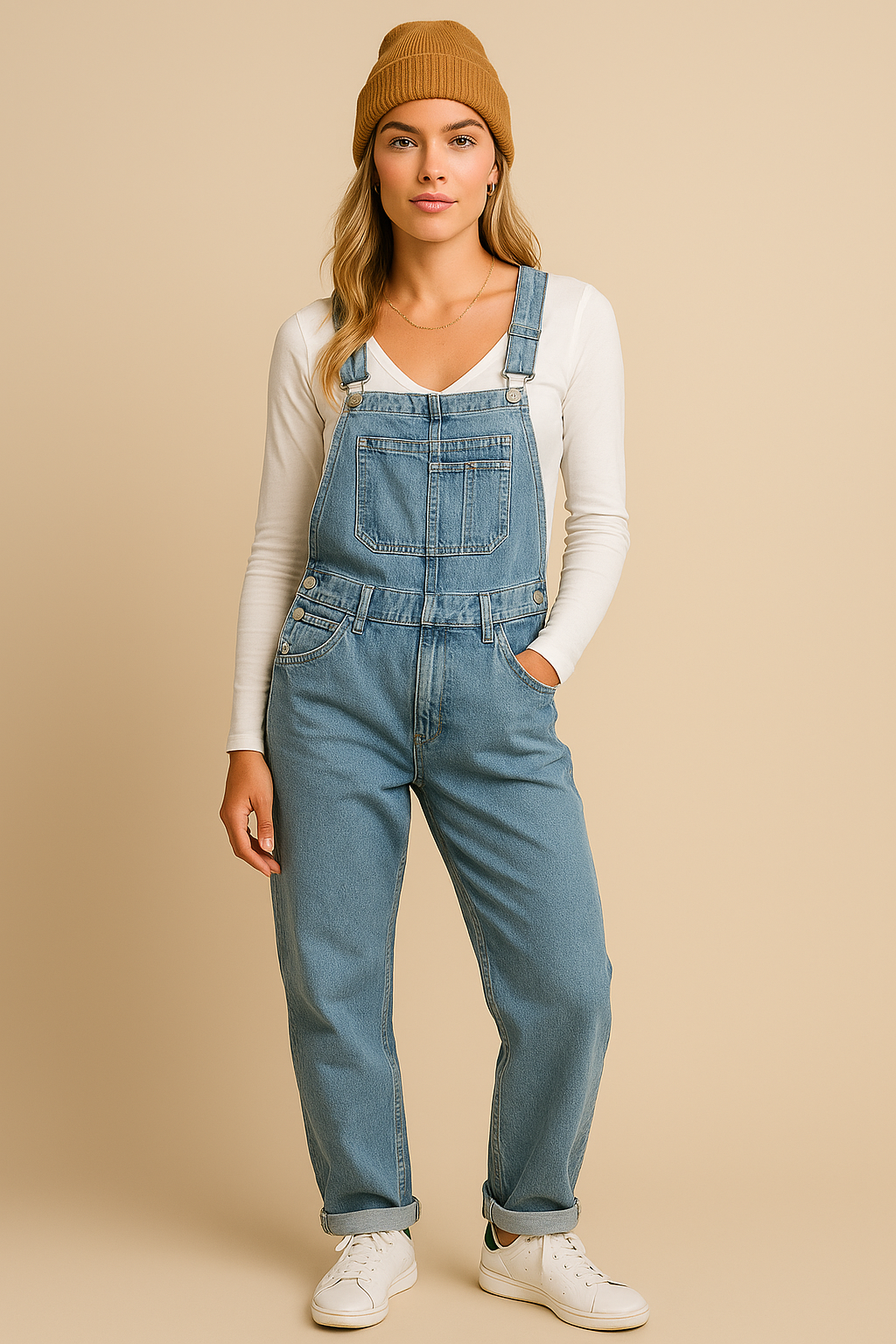 Dames Tuinbroek Blauw Denim Trendy Stijl