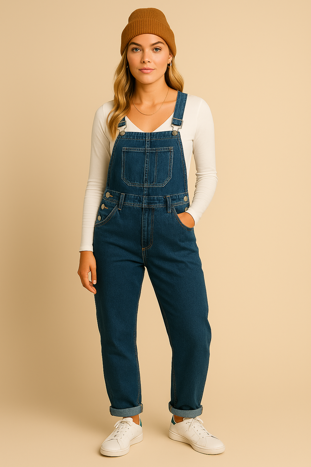 Dames Tuinbroek Blauw Denim Trendy Stijl