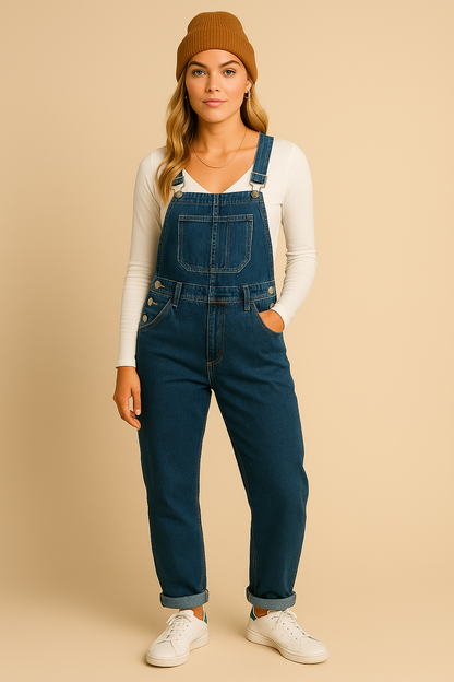 Dames Tuinbroek Blauw Denim Trendy Stijl