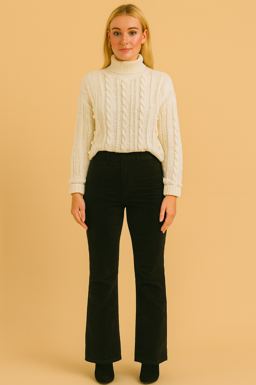 Dames Suède Broek Uitlopende Pijpen Zwart Comfortabel