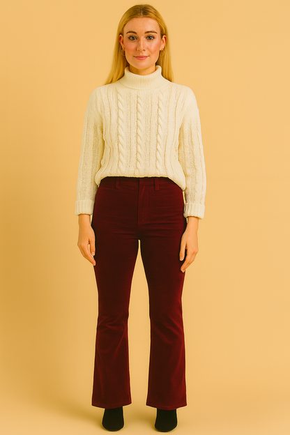 Dames Suède Broek Uitlopende Pijpen Zwart Comfortabel