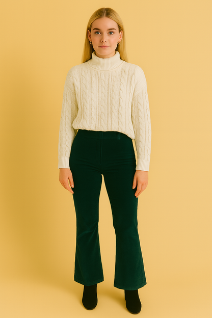 Dames Suède Broek Uitlopende Pijpen Zwart Comfortabel