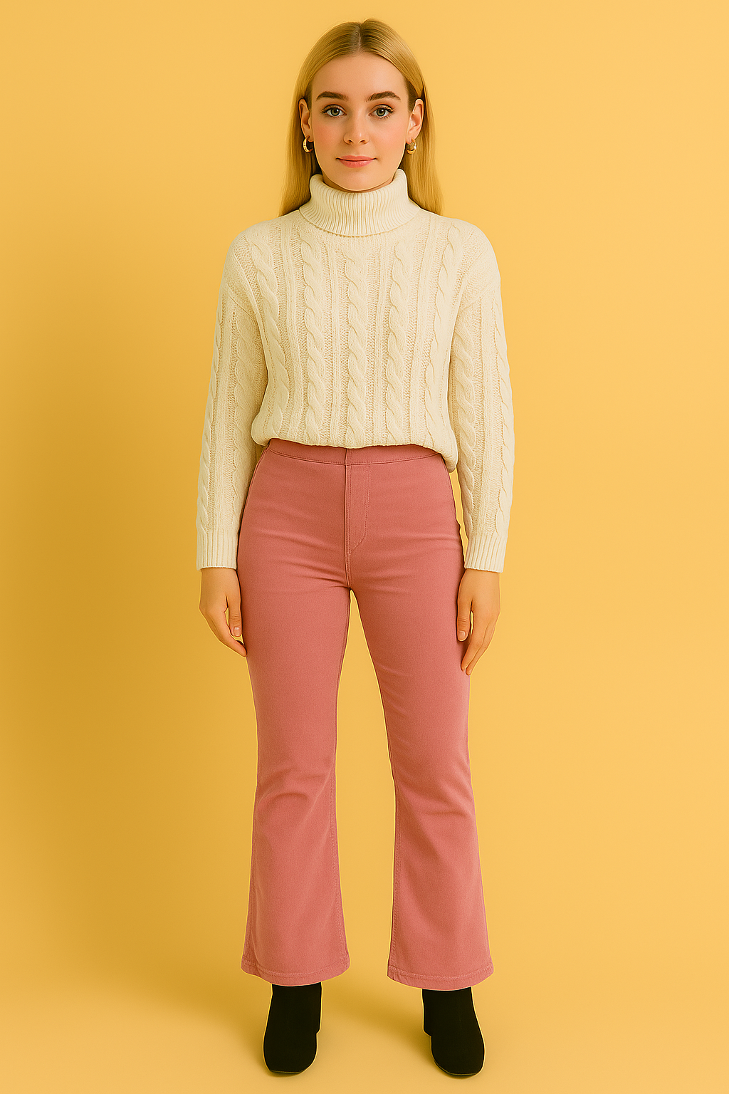 Dames Suède Broek Uitlopende Pijpen Zwart Comfortabel
