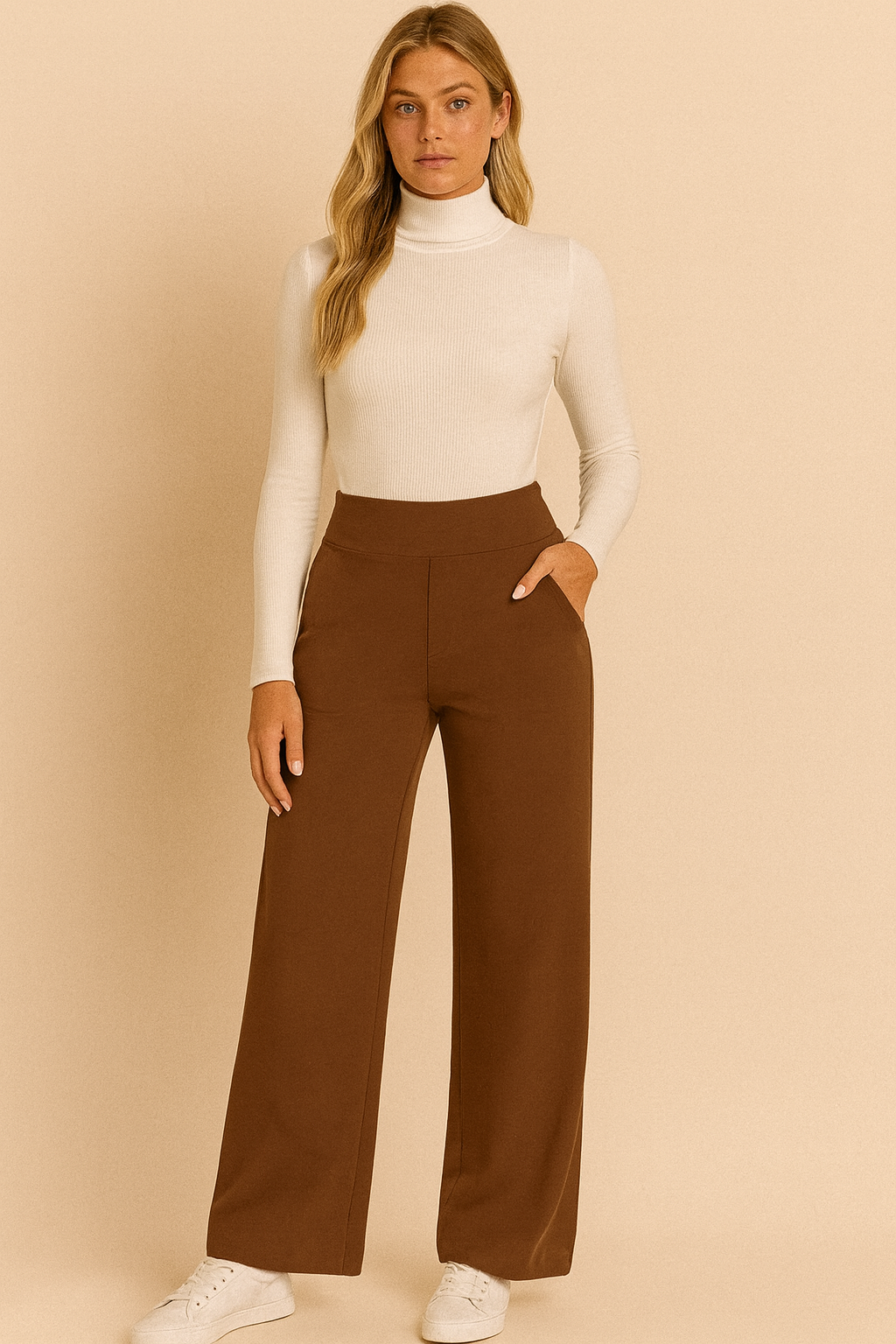 Dames Wijde Broek Hoge Taille Comfortabel Zittend - Mode Vibes