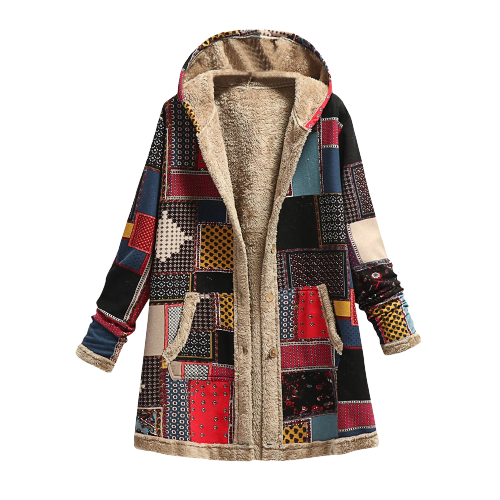 Dames Winterjas Patchwork Warm en Stijlvol