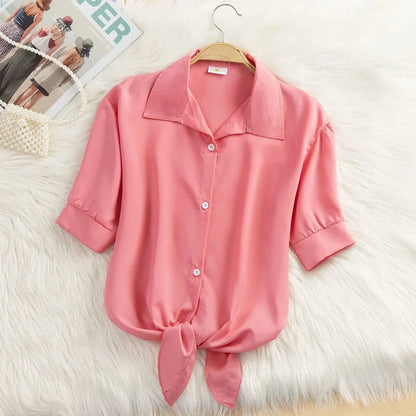 Luna Zomerse Streepjesblouse met Witte Knopen