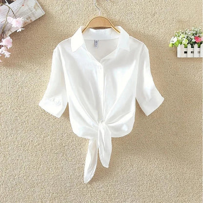 Luna Zomerse Streepjesblouse met Witte Knopen