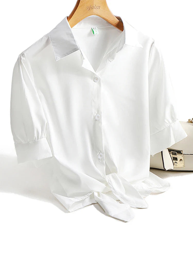 Luna Zomerse Streepjesblouse met Witte Knopen