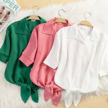 Luna Zomerse Streepjesblouse met Witte Knopen