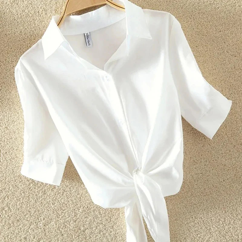 Luna Zomerse Streepjesblouse met Witte Knopen