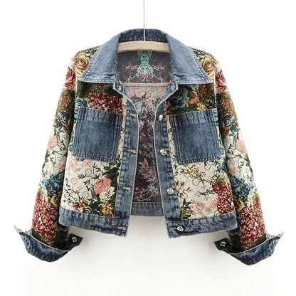 Dames Denim Jack Bloemenprint Trendy - Mode Vibes