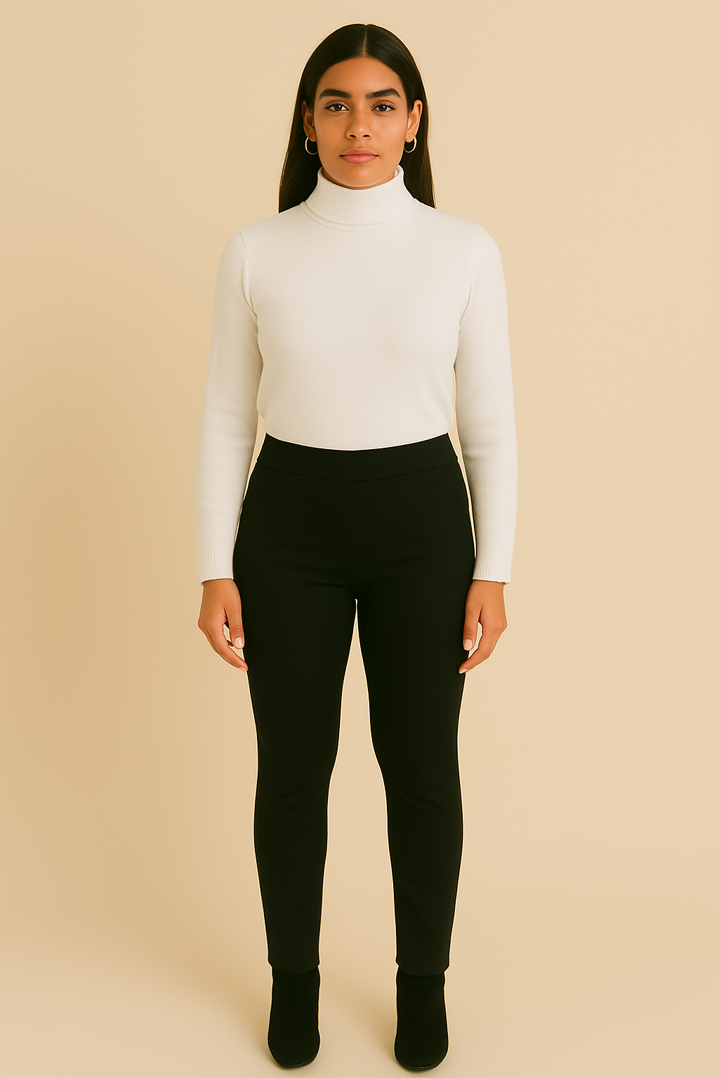 Dames Hoge Taille Broek Stretch Stof Comfortabel Zwart