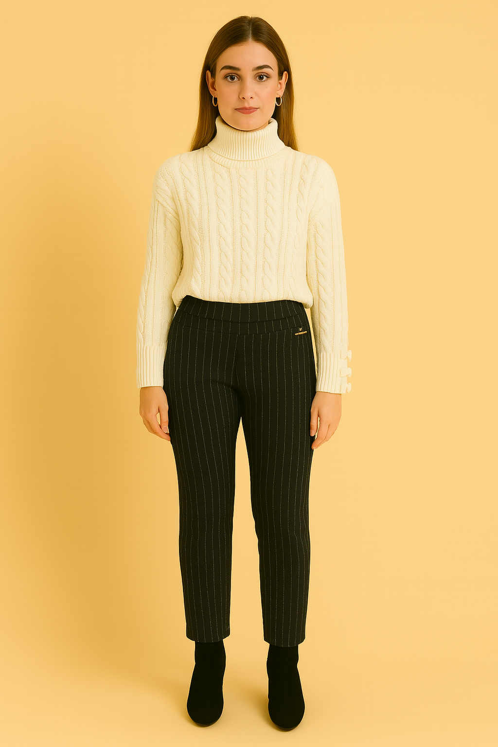 Dames Hoge Taille Broek Stretch Stof Comfortabel Zwart - Mode Vibes