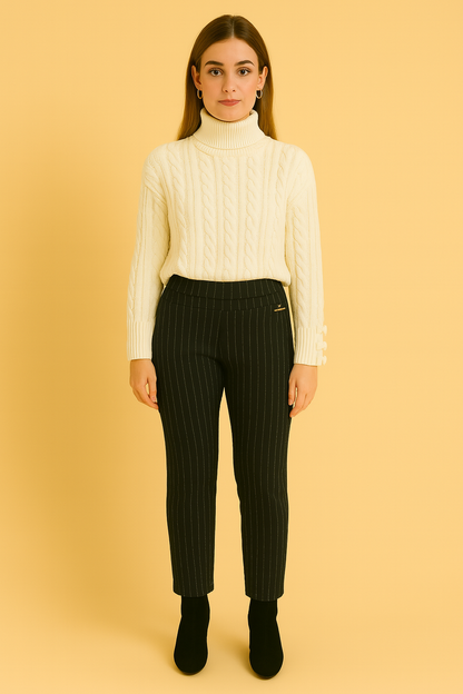 Dames Hoge Taille Broek Stretch Stof Comfortabel Zwart - Mode Vibes