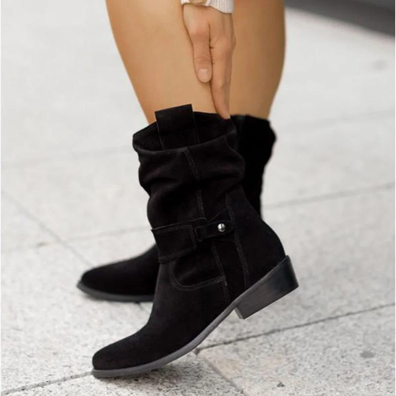 Enkellaarsjes Suède Look Slouchy Stijl Zacht Leer