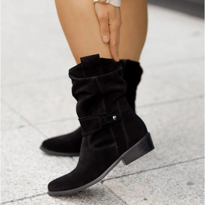 Enkellaarsjes Suède Look Slouchy Stijl Zacht Leer