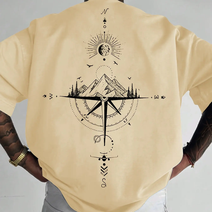 Outdoor T-shirt met Kompas Print op de Rug