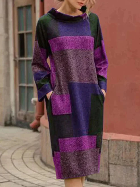 Vrouwelijke Jurk Halflang Wijd Vintage Stijl - Mode Vibes