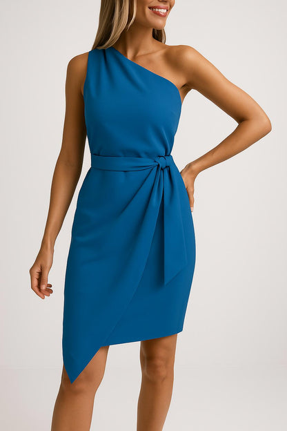Zomerjurk Dames One-Shoulder Jurk met Tailleband