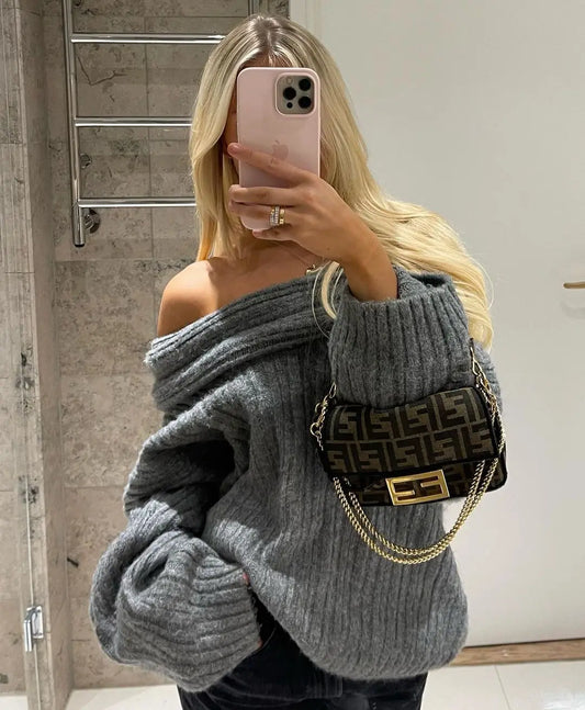 Gebreide Trui Vrouw Zwart Stijlvol Elegaat - Mode Vibes