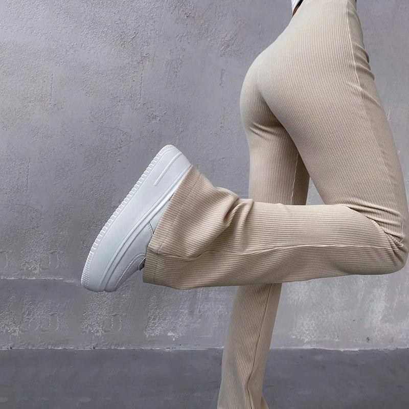 Comfortabele Flared Broek Wijd Been Moderne Stijl