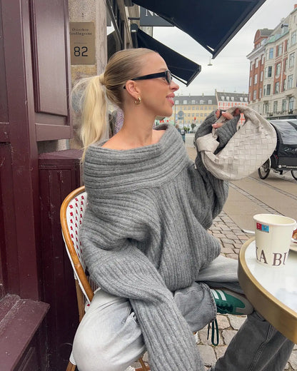 Gebreide Trui Vrouw Zwart Stijlvol Elegaat