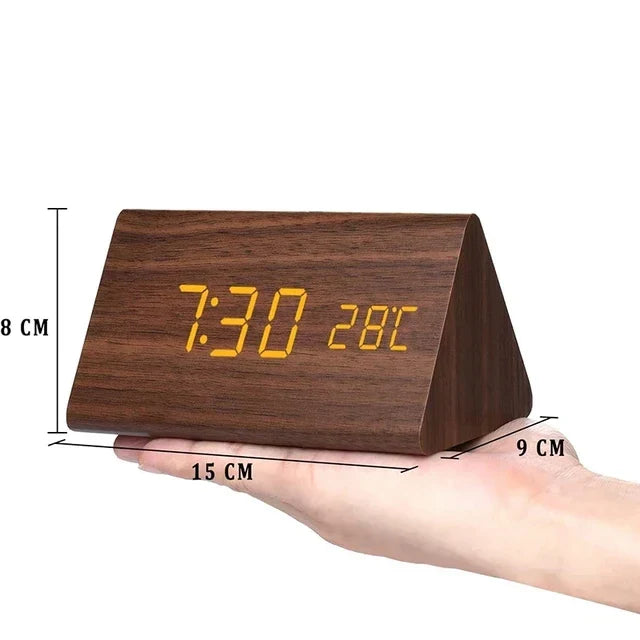 LED Wekker Houten Klok met Spraakbesturing en Eco-modus