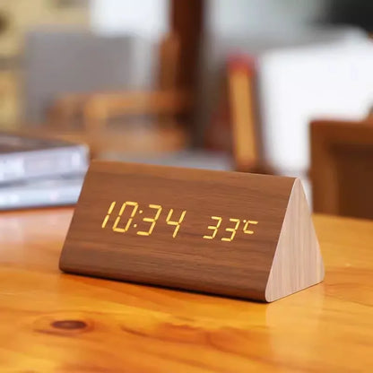 LED Wekker Houten Klok met Spraakbesturing en Eco-modus