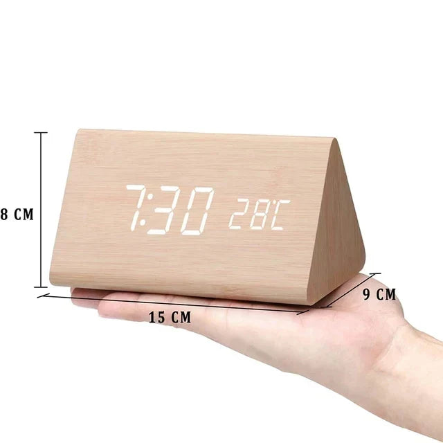 LED Wekker Houten Klok met Spraakbesturing en Eco-modus